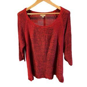 Meworld Red 3/4 Sleeve Scoop Neck Knit Top Sweater Sz 2X